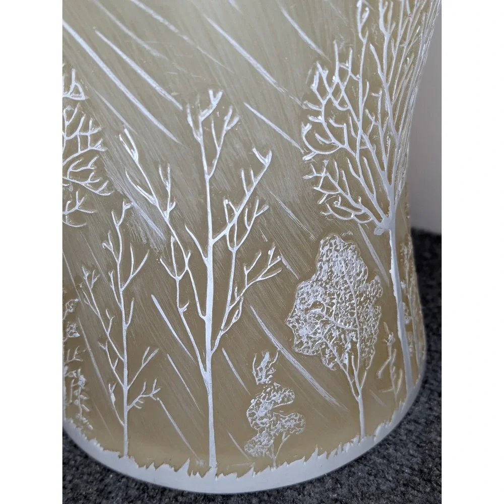Heavy Resin Bathroom Office Waste Basket Trashcan 3-D Trees Forest Winter CHIP**